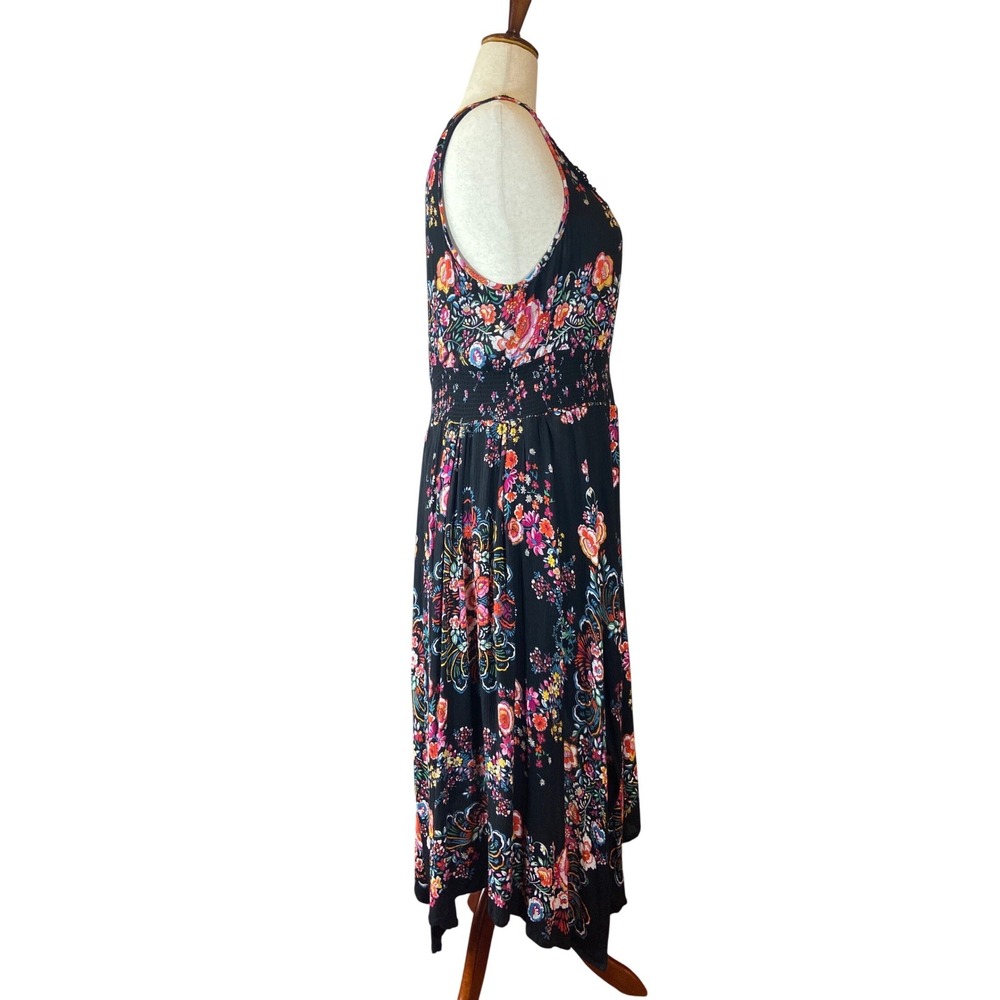 American Eagle Boho Maxi Dress Navy Burgundy Smocked Back Strappy XXL - Picture 3 of 7
